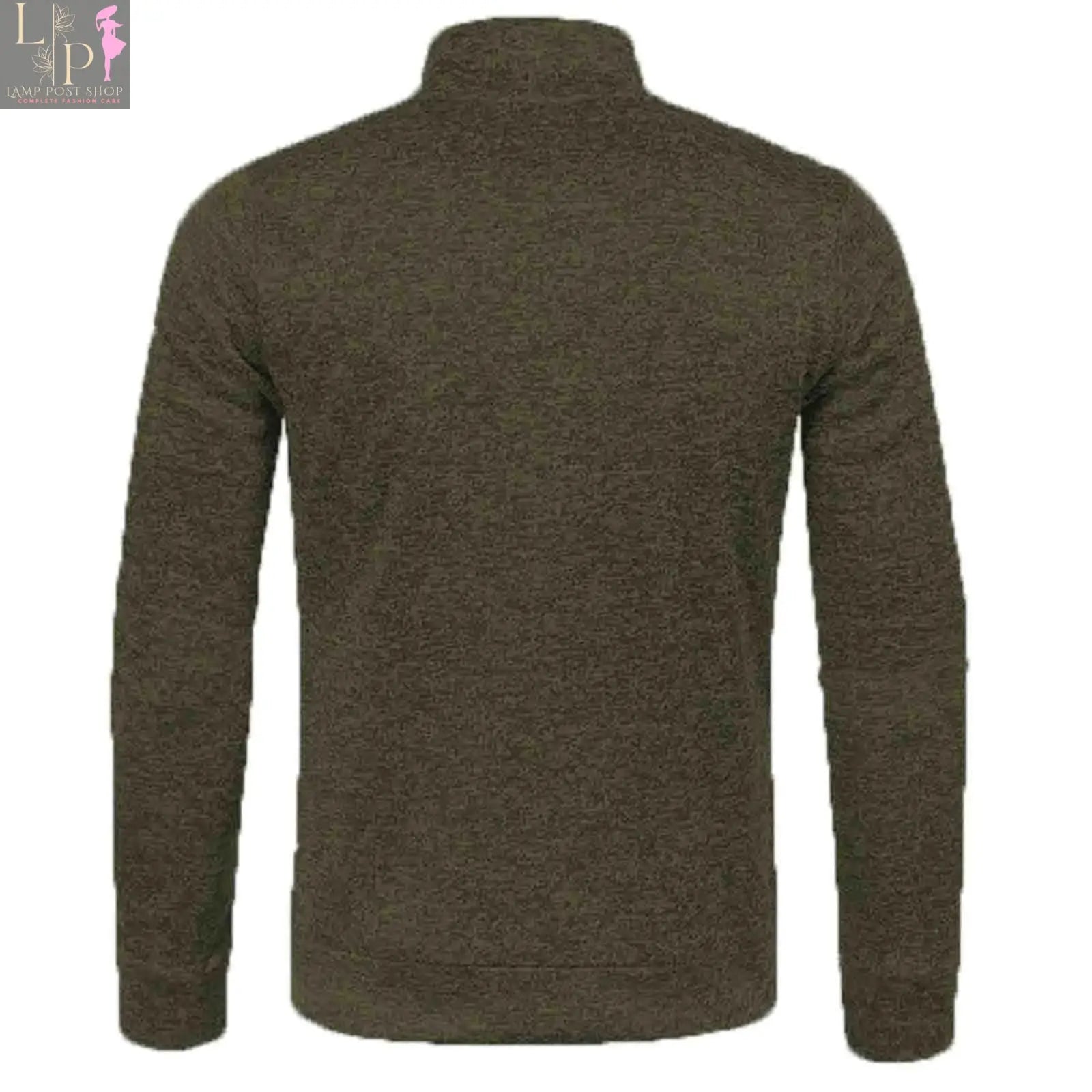 Men's Autumn Winter Warm Knitted Pullover Top, Solid Color, Long Sleeve, Half Zipper, Stand Collar, Casual Sweater, Available in Plus Sizes Lamp Post